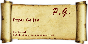 Popu Gejza névjegykártya